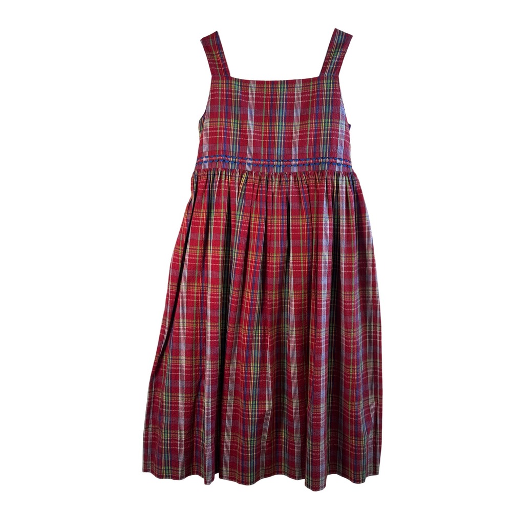Strasburg Children Plaid Dress Smocked Cotton Red‎ Tartan Sz 10Y Holiday Classic